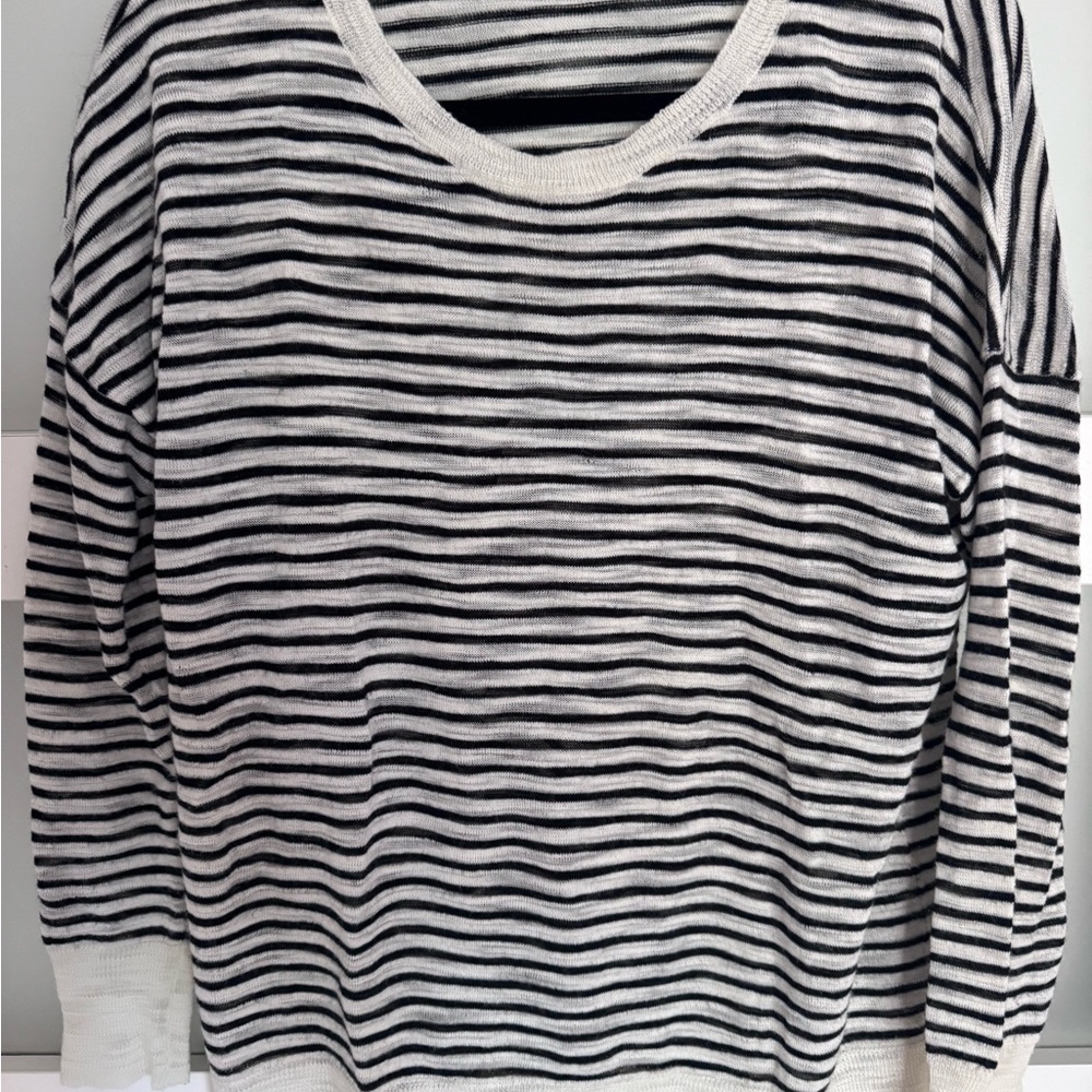 DKNY Black and White Striped Sweater